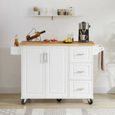 Bellemave® Kitchen Island with Drop Leaf Countertop, Storage Cabinet and Tower Rack - Bellemave